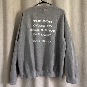 Gray Inspirational Bible Verse Long Sleeve Crewneck XL